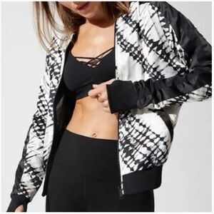 NWOT | Blanc Noir | Reversible 100% Silk Bomber Jacket | Size L